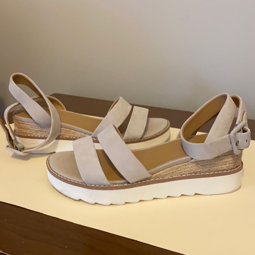 Gray suede sandals